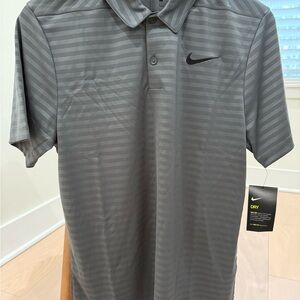 NWT Nike ✔️ Dri-FIT Golf ⛳️ Polo Shirt Gray Stripe | Men’s Small